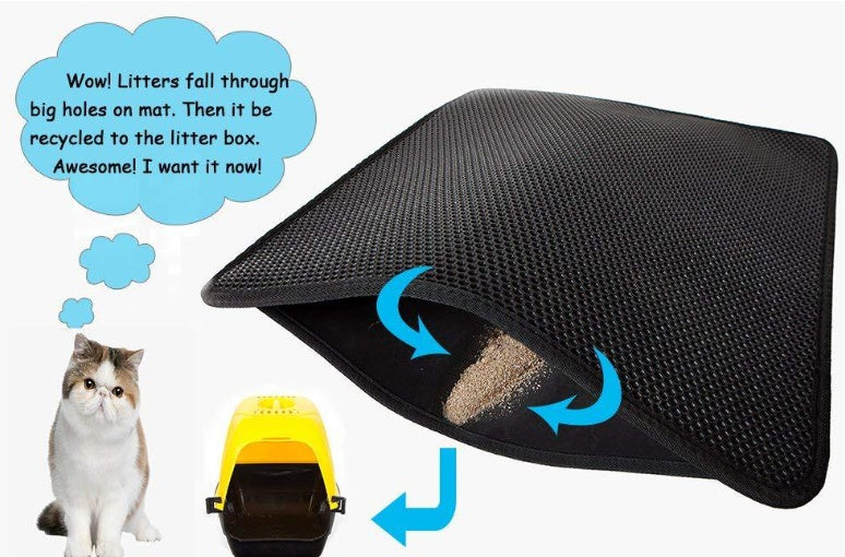 Waterproof Double-Layer Cat Litter Mat – Traps Litter & Keeps Floors Clean